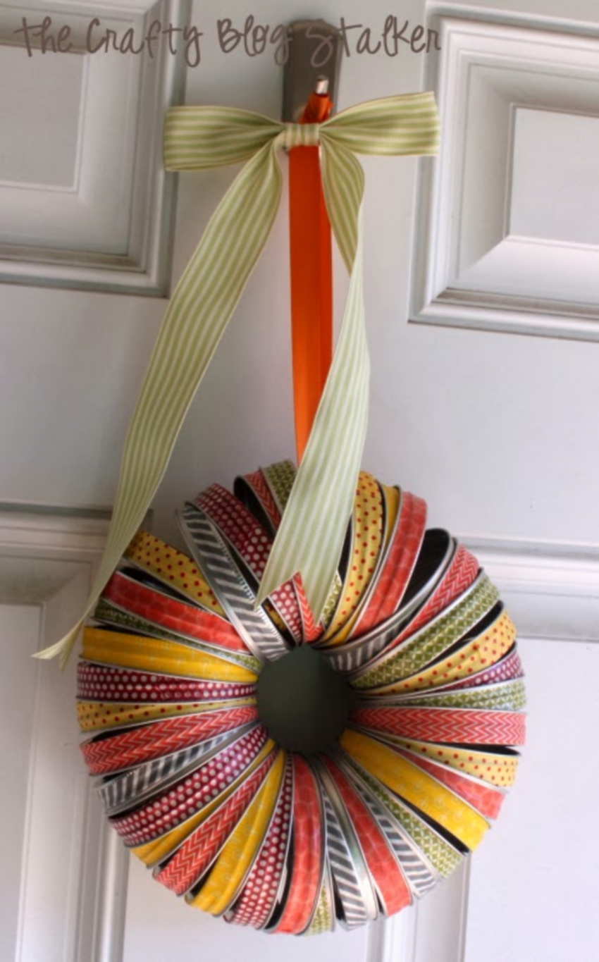 This colorful wreath will make your front door more joyful! Source: The Crafty Blog Stalker